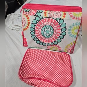 Thirty One Citrus Medallion Travel  Cosmetic Large And Small Bag Combo